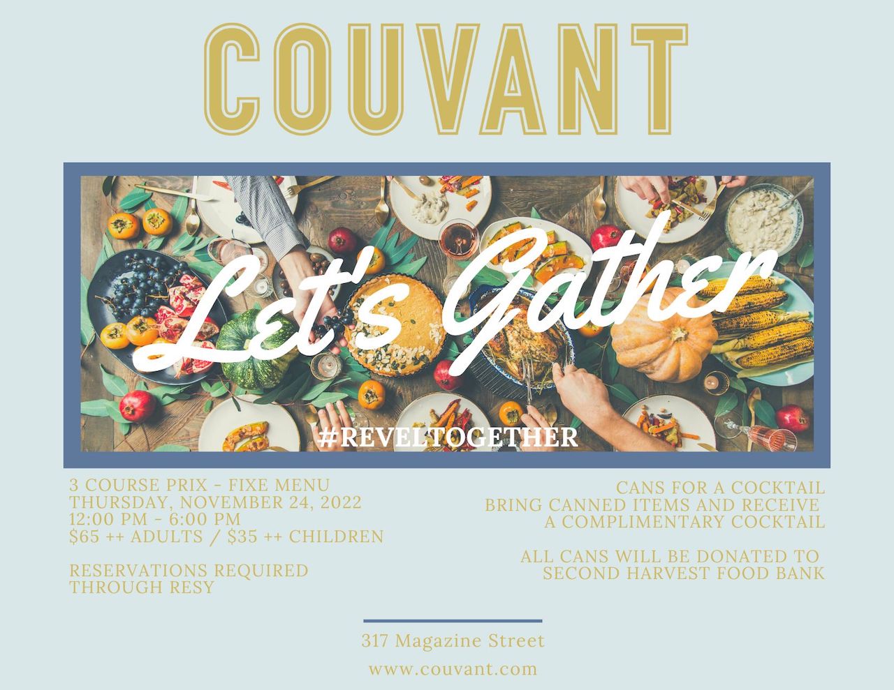 Couvant Announces Thanksgiving Menu - Vimarsana News