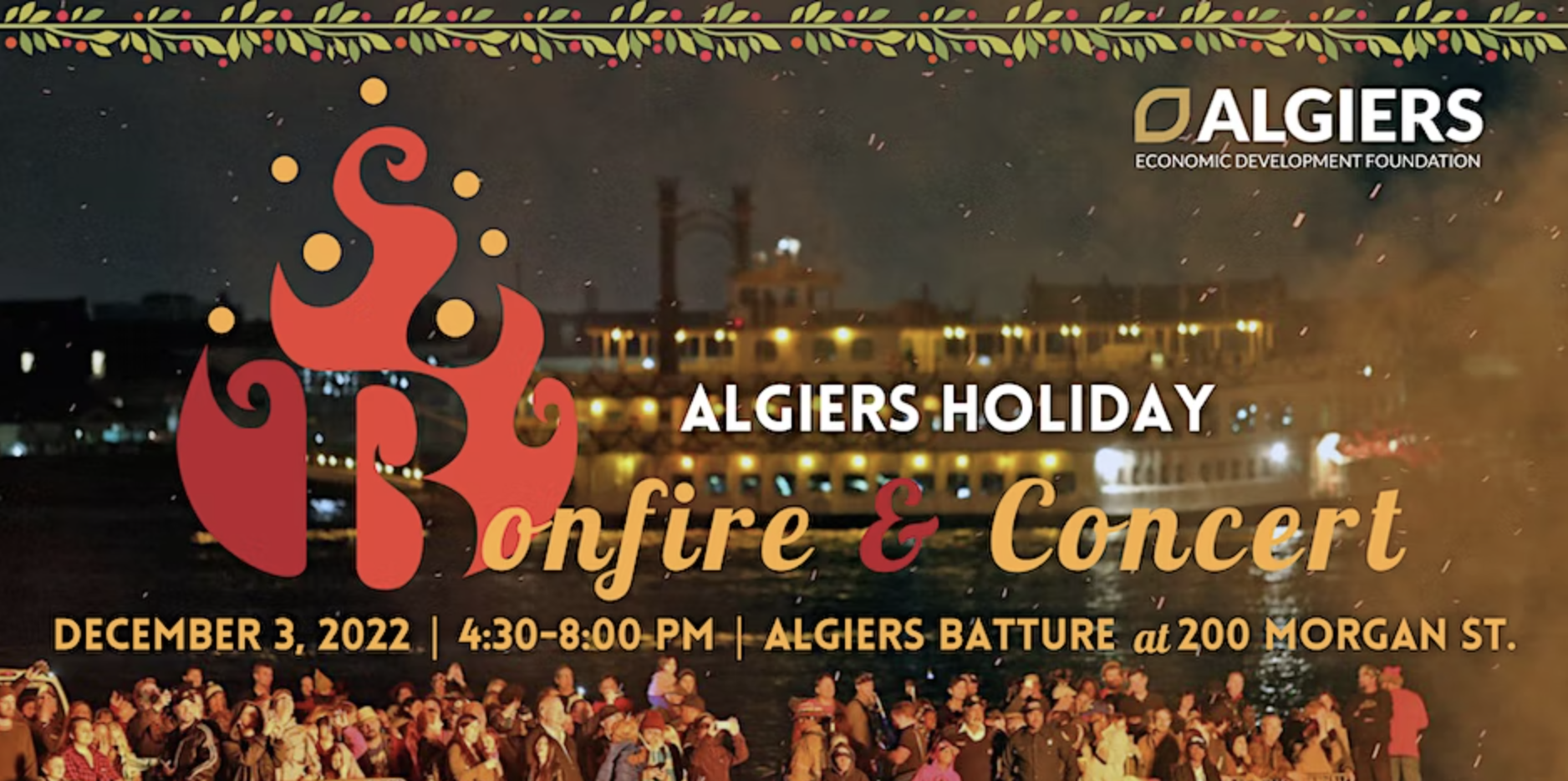 Algiers Holiday Bonfire & Concert Returns to Mississippi River in 2022 - Vimarsana News
