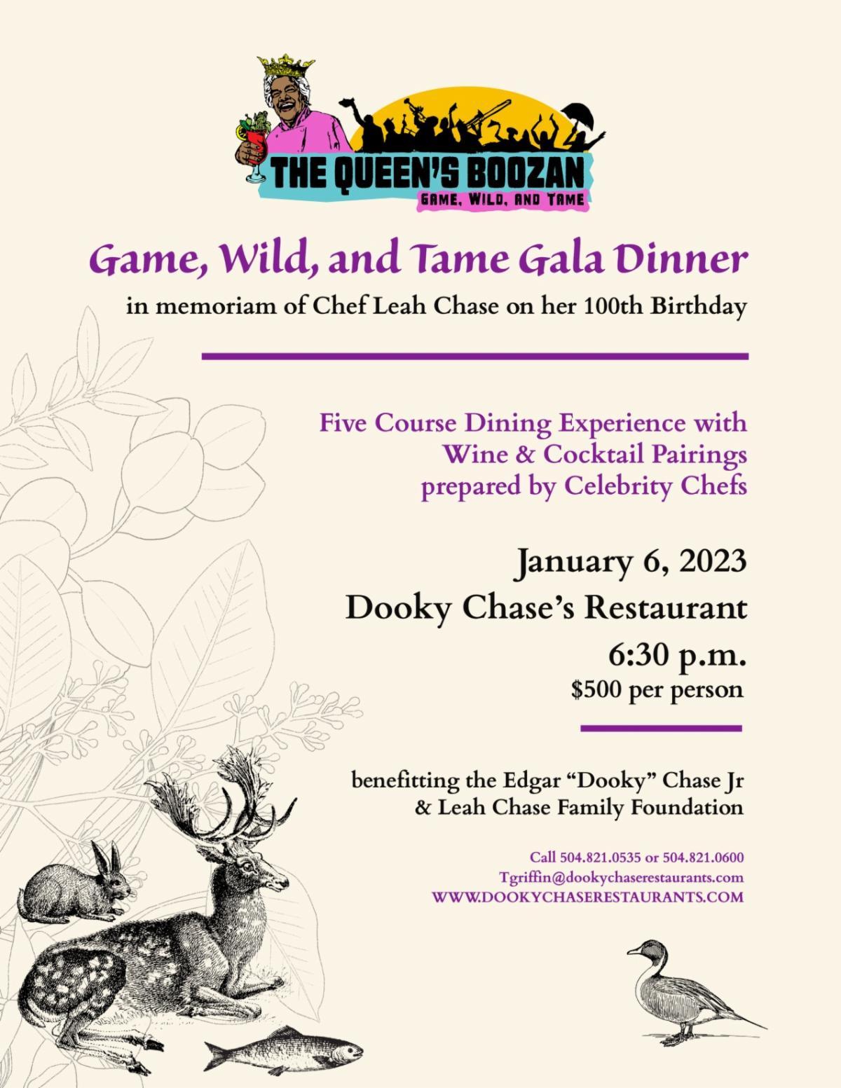 Dooky Chase's Queen's Boozan - Game, Wild and Tame Dinner on Jan. 6 - Vimarsana News